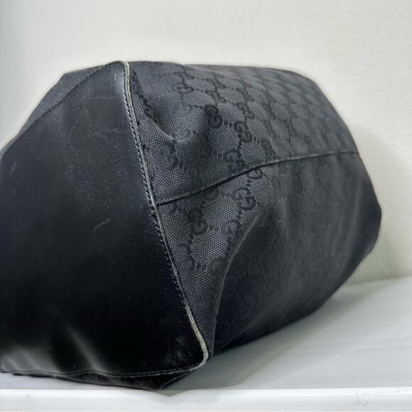 GUCCI GG Monogram Black Canvas Drawstring Large Bucket Bag Tote - Picture 7 of 10